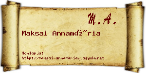 Maksai Annamária névjegykártya